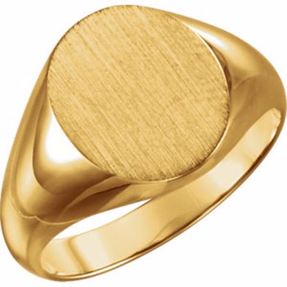 9320:113047:P 18kt Yellow 14x12mm Solid Oval Men's Signet Ring
