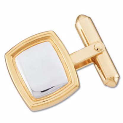81292:118114:P 14kt Yellow & White 14x16mm Square Cuff Link