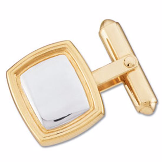 81292:118114:P 14kt Yellow & White 14x16mm Square Cuff Link