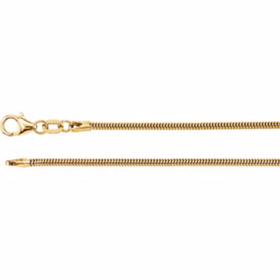 CH117:120436:P 14kt Yellow 1.5mm Solid Round Snake 7" Chain