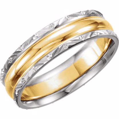 5633:127777:P 14kt Yellow & White 6mm Design Band Size 10.5