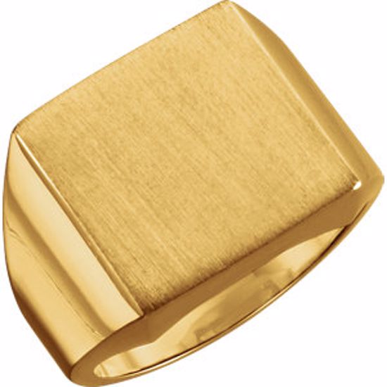 9602:128022:P 18kt Yellow 16mm Men's Signet Ring with Brush Finish