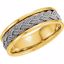 50132:216809:P 14kt Yellow & White 7mm Comfort-Fit Hand-Woven Band Size 6.5