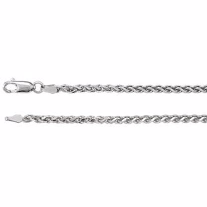 CH522:242120:P 14kt White 2.75mm Diamond Cut Wheat 7" Chain
