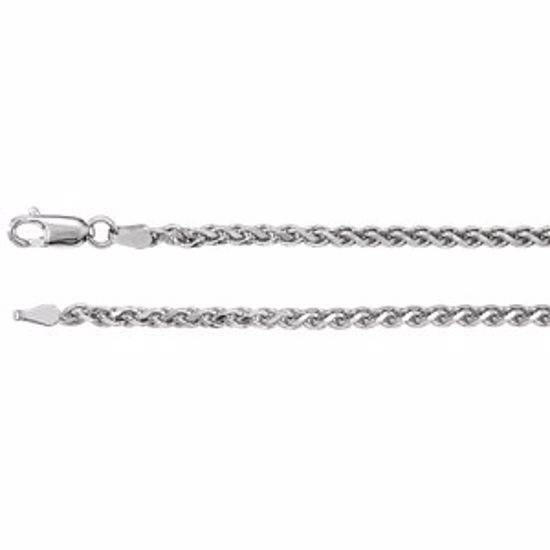CH522:242120:P 14kt White 2.75mm Diamond Cut Wheat 7" Chain
