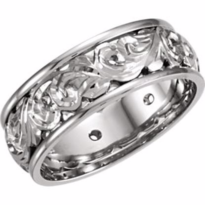 50373:271347:P 14kt White Hand Engraved Band Size 10