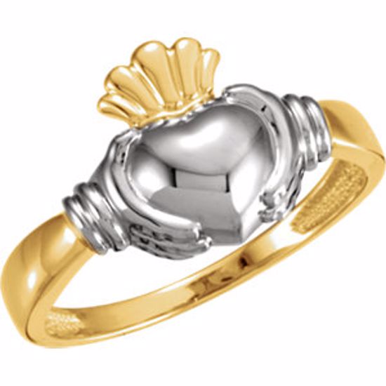 50296:272408:P 18kt Yellow & White Men's Claddagh Ring