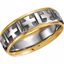 50308:266670:P 14kt White & Yellow  7mm Comfort-Fit Cross Pattern Band Size 8