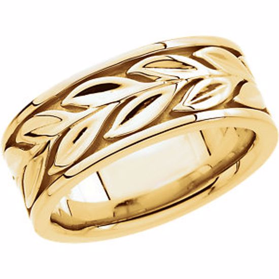 50397:285682:P 10kt Yellow 8mm Leaf Design Band Size 6