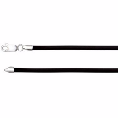 CH560:287227:P Sterling Silver 3mm Black Rubber 16" Necklace