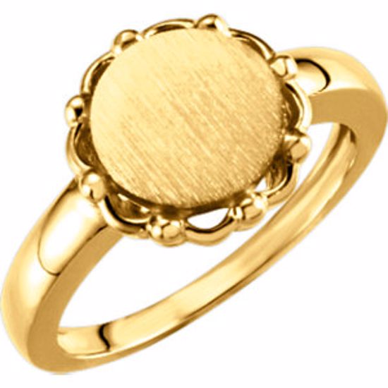 50494:294833:P 14kt White Round Signet Ring