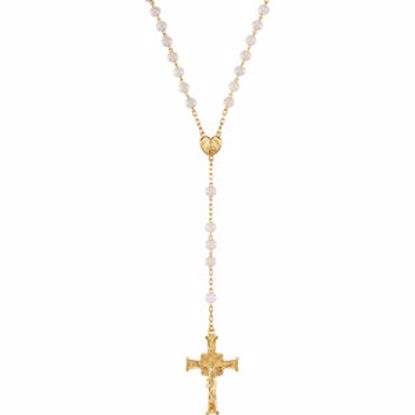 R41891:296669:P Yellow Gold Filled Rose Quartz Rosary