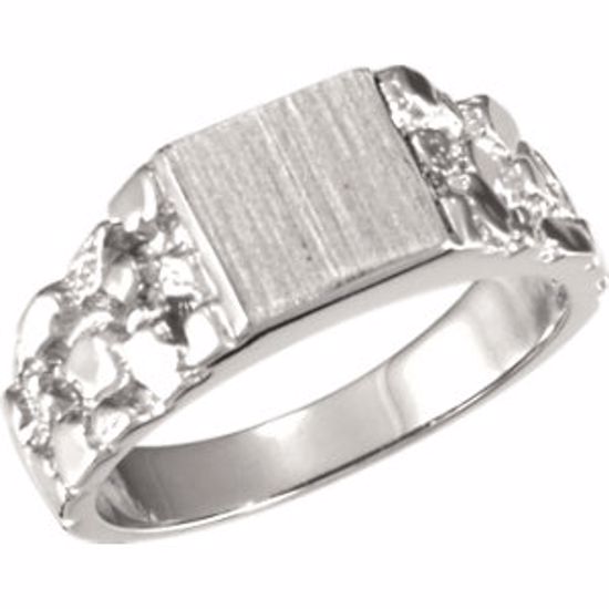 9245:8861:P 14kt Yellow 9mm Men's Nugget Signet Ring