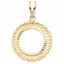 CF37F:47194:P 14kt Yellow 16.4x1.1mm Tab Back Filigree Coin Frame Pendant for 1/10 Ounce American Eagle or South African Rand