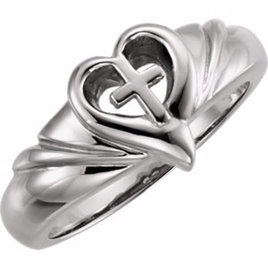 R7004:62388:P Heart & Cross Ring