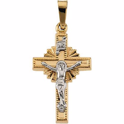 R4060:66956:P 14kt Yellow & White 19x13mm Hollow Crucifix Pendant
