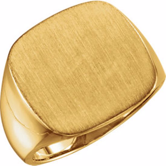 9601:123820:P 18kt Yellow 18mm Men's Signet Ring with Brush Top Finish