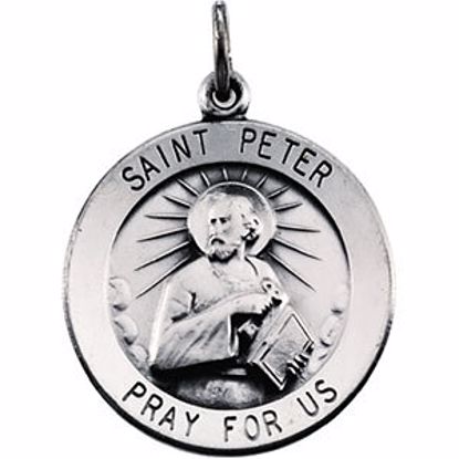 R16320:129626:P Sterling Silver 22mm Round St.Peter 24" Necklace