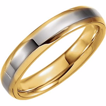 5981:142410:P 18kt Yellow & Platinum 4mm Comfort-Fit Beveled Edge Band Size 8