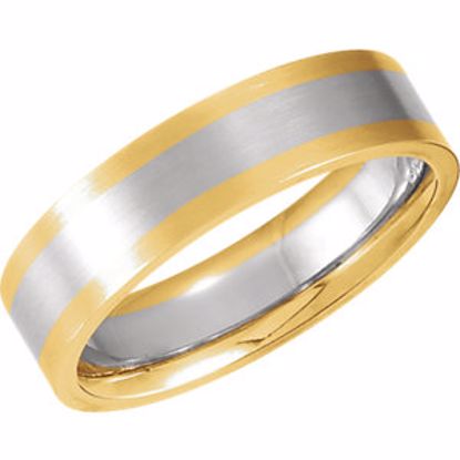 5988:142345:P 14kt White & Yellow 6mm Band Size 7