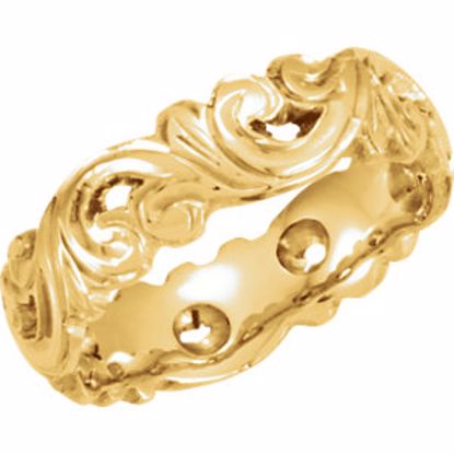 50063:144987:P 14kt Yellow 6mm Hand-Engraved Open Work Band Size 12