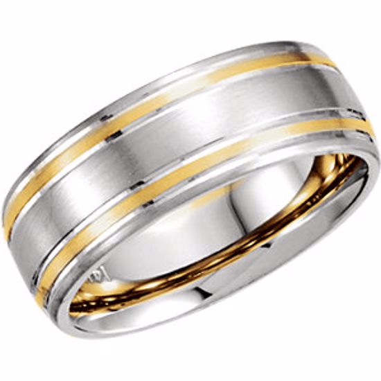 50075:179039:P 14kt White & Yellow 7mm Designer Band Size 8