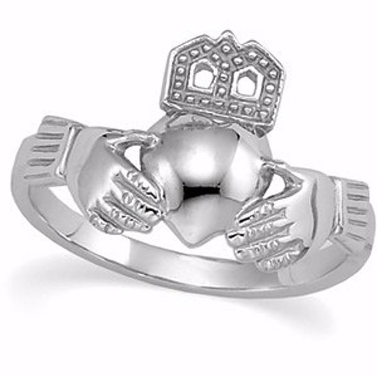 10584:183080:P Platinum 12x14mm Ladies Claddagh Ring