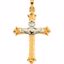 R41043:163693:P 14kt Yellow & White 32.5x23.5mm Hollow Claddagh Cross Pendant