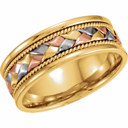 50054:212301:P 14kt Tri-Color 8mm Hand-Woven Comfort Fit Band Size 5.5