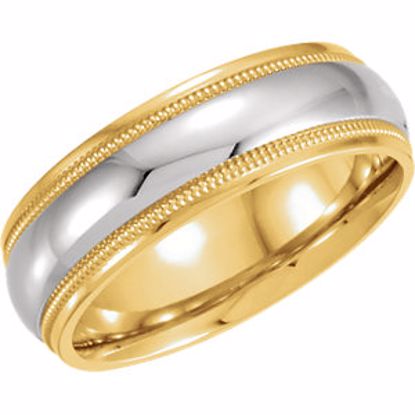 50168:222627:P 18kt Yellow & Platinum 6mm Comfort-Fit Milgrain Band Size 10