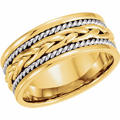 50123:216659:P 14kt Yellow & White 8mm Hand-Woven Band Size 5.5