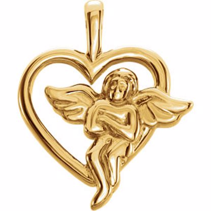 R41357:250579:P 10kt Yellow Angel Heart Pendant