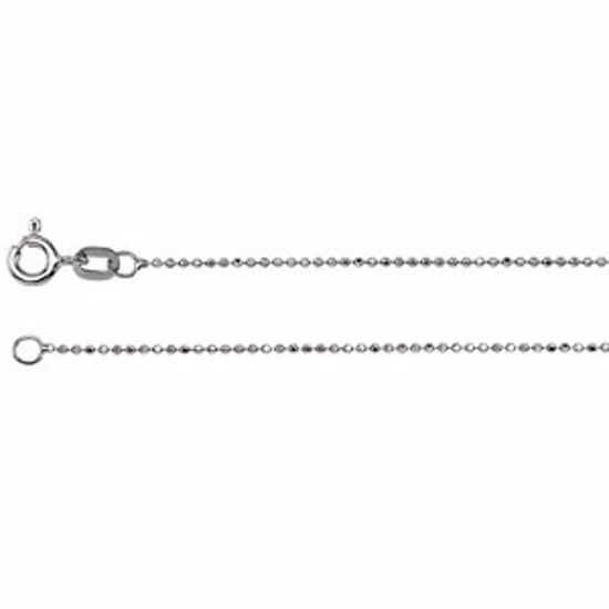 CH227:244573:P 14kt White Solid Diamond-Cut Bead 7" Chain