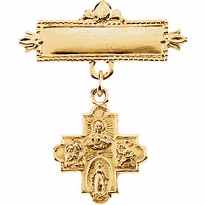 R16774:254240:P 14kt Yellow 12mm Four-Way Medal Baptismal Pin