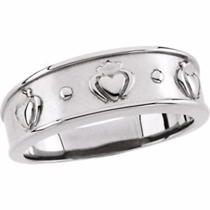 50297:283648:P 14kt White 8.25mm Men's Claddagh Band