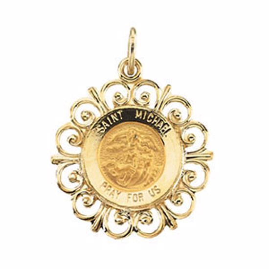 R41471:304538:P 14kt Yellow 18.5mm Round St. Michael Medal