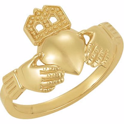 10584:32279:P 14kt Yellow 12x14mm Ladies Claddagh Ring