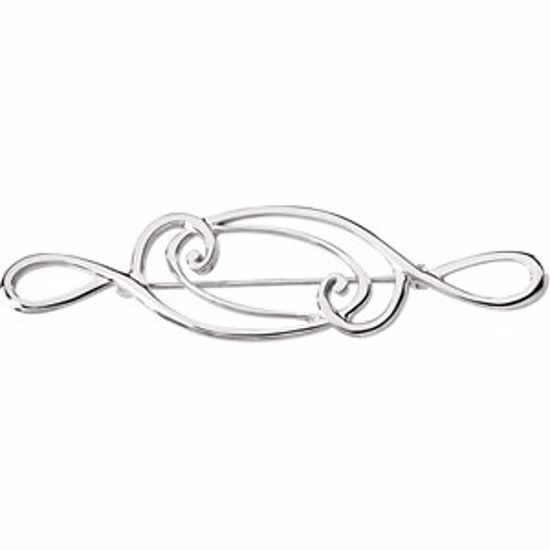 8530:34374:P 14kt White 75x19mm Brooch