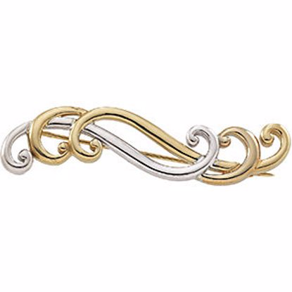 8534:34028:P 14kt white & Yellow 14x58mm Brooch
