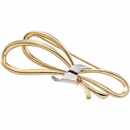8532:38206:P 14kt Yellow & White 59x23mm Bow Design Brooch