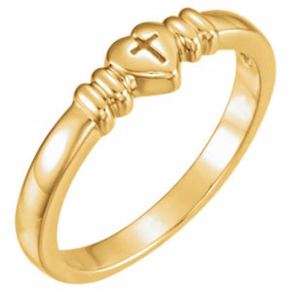 R7027:63468:P 14kt Yellow Heart with Cross Chastity Ring Size 6