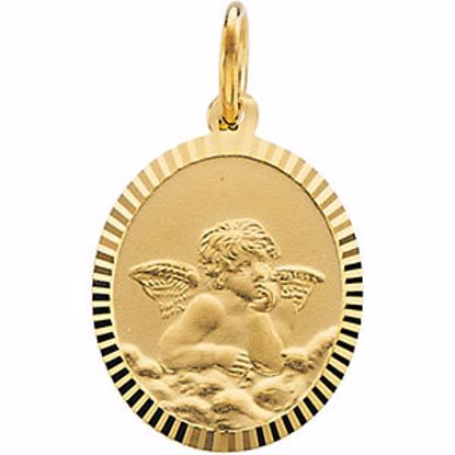R16476:104017:P 14kt Yellow 14x12mm Angel Pendant