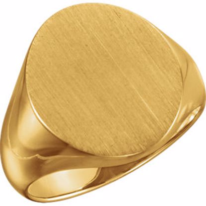 9600:123830:P 14kt Yellow 18x16mm Men's Signet Ring with Brush Finish