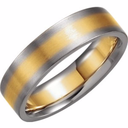 5989:142046:P 14kt Yellow & White 6mm Band Size 7.5