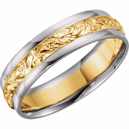 5728:105737:P 14kt White & Yellow 6mm Comfort-Fit Design Band Size 12