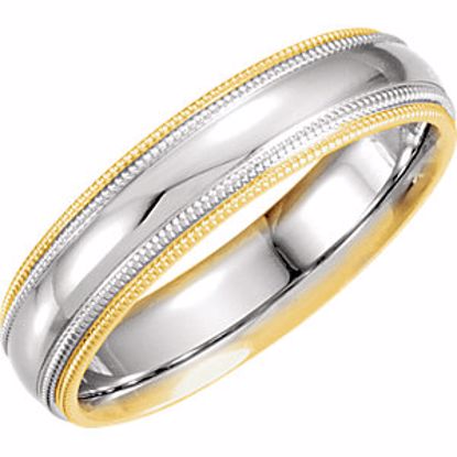 5721:127648:P 14kt White & Yellow 5.5mm Comfort-Fit Double Milgrain Band Size 8.5