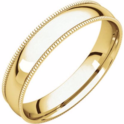 MGRL7.5:143232:P 10kt Yellow 4mm Light Comfort Fit Milgrain Band 