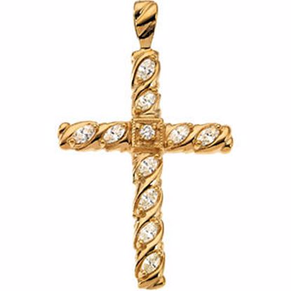 R41003D:167851:P 14kt Yellow 3/4 CTW Diamond Cross Pendant