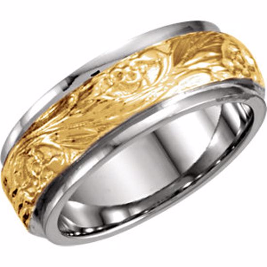 50082:179384:P 14kt Two-Tone 7mm Hand-Engraved Band Size 10.5