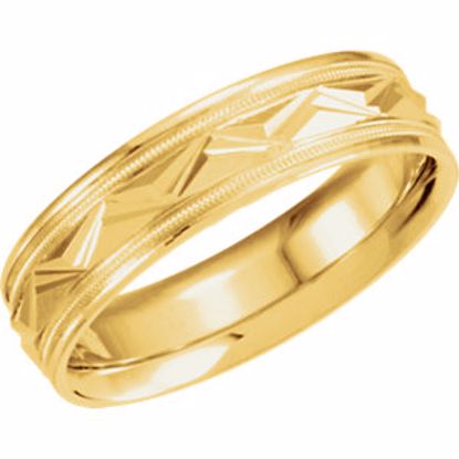 50152:222233:P 14kt Yellow 6mm Comfort Fit Design Band Size 10.5